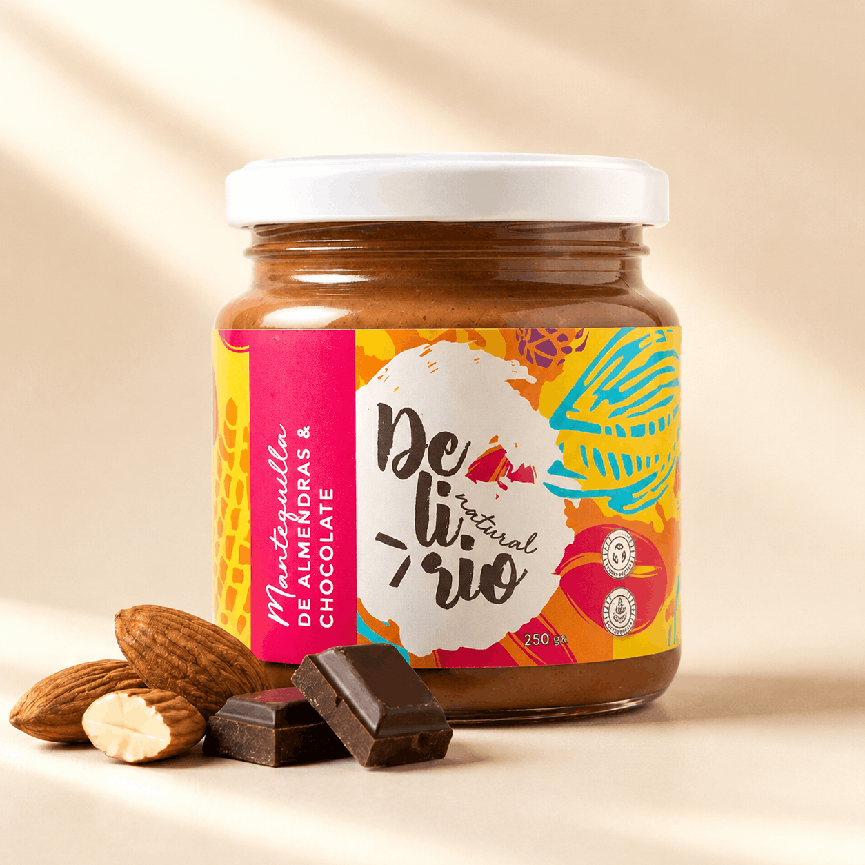 Frasco de Mantequilla de Almendras y Chocolate Delirio Natural, 250 gr.