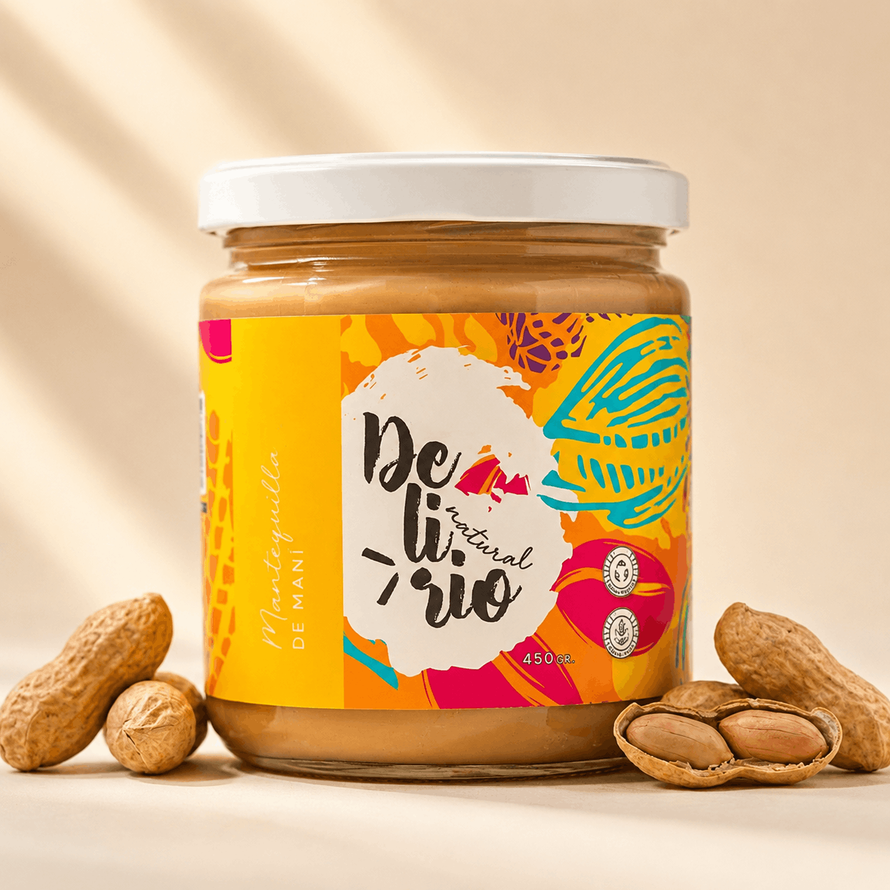 Frasco de Mantequilla de Maní Delirio Natural, 450 gr.